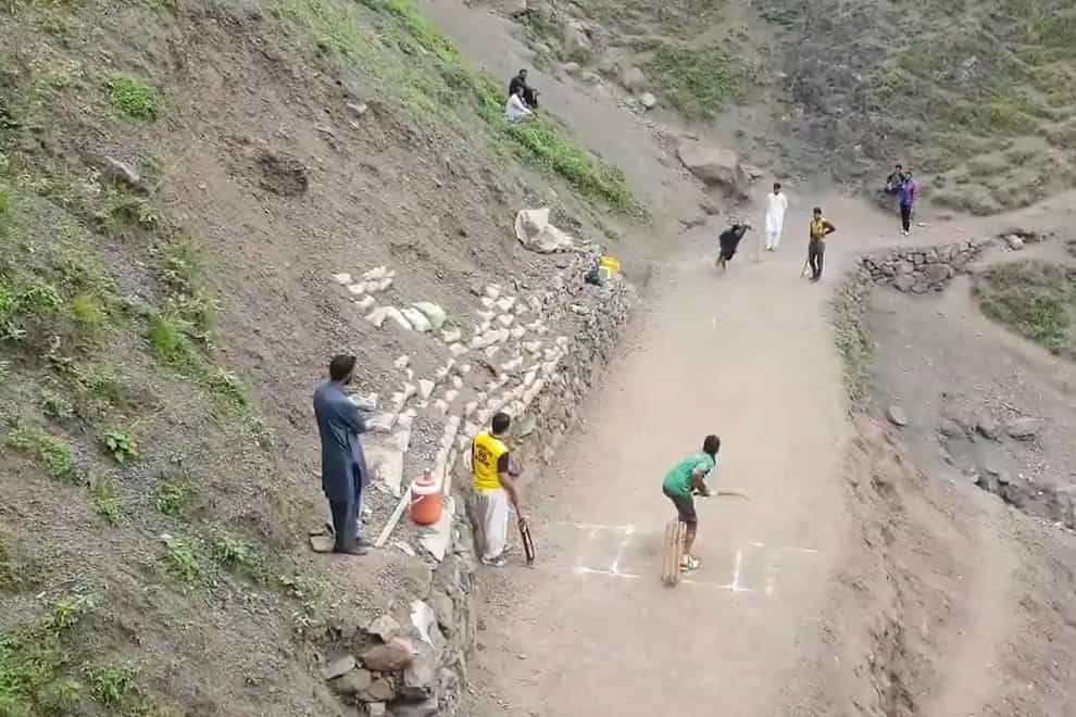 A mountain cricket game in Abbottabad