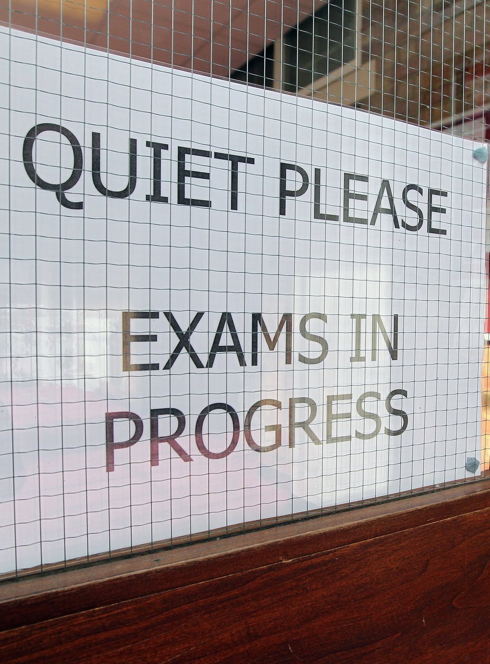 An exam sign