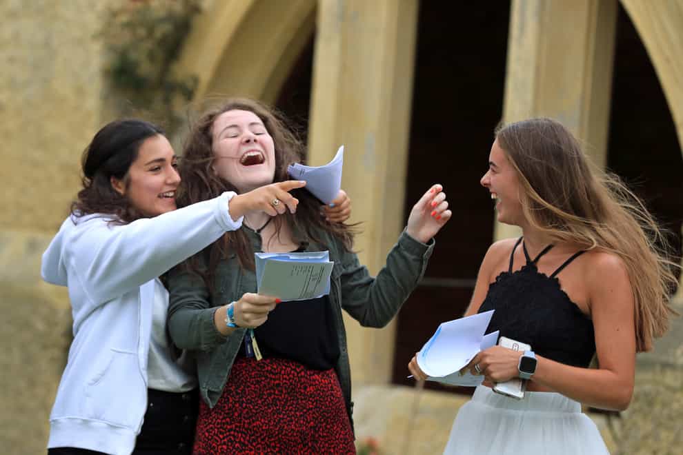 Students discover their A Level results at Roedean School in Brighton
