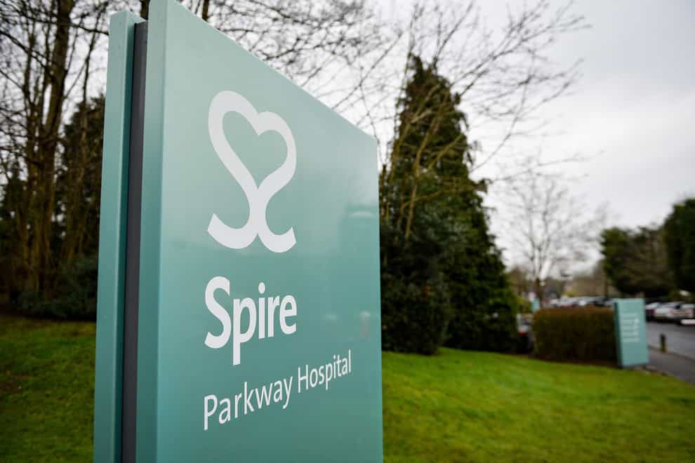 A Spire hospital sign