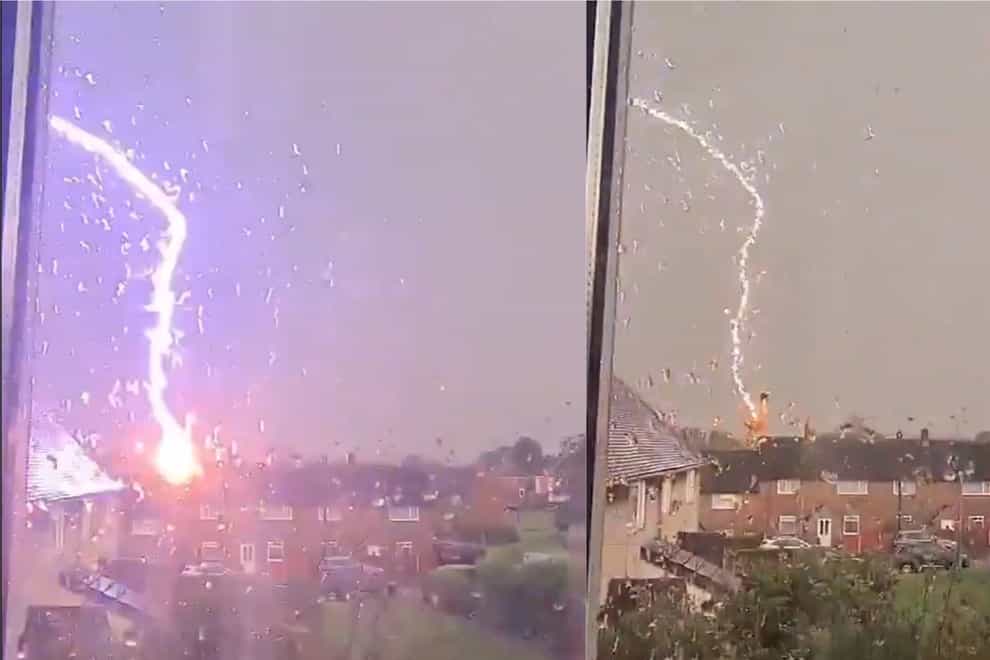 A fork of lightning surprises a resident in Gwersyllt, Wrexham