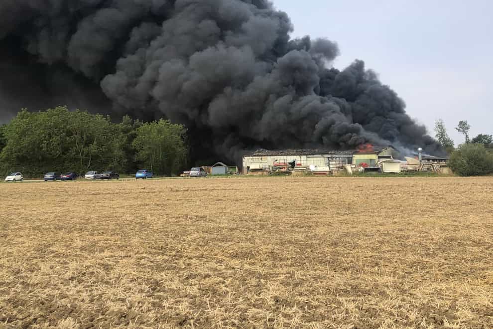 Scene of the blaze in Suffolk
