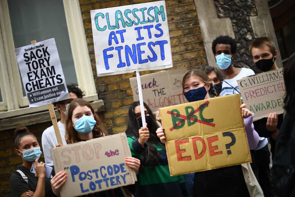 Protesters outside the Department of Education in Westminster