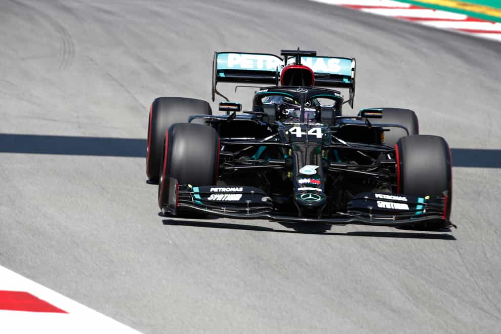 Lewis Hamilton in action during the third practice session in Spain