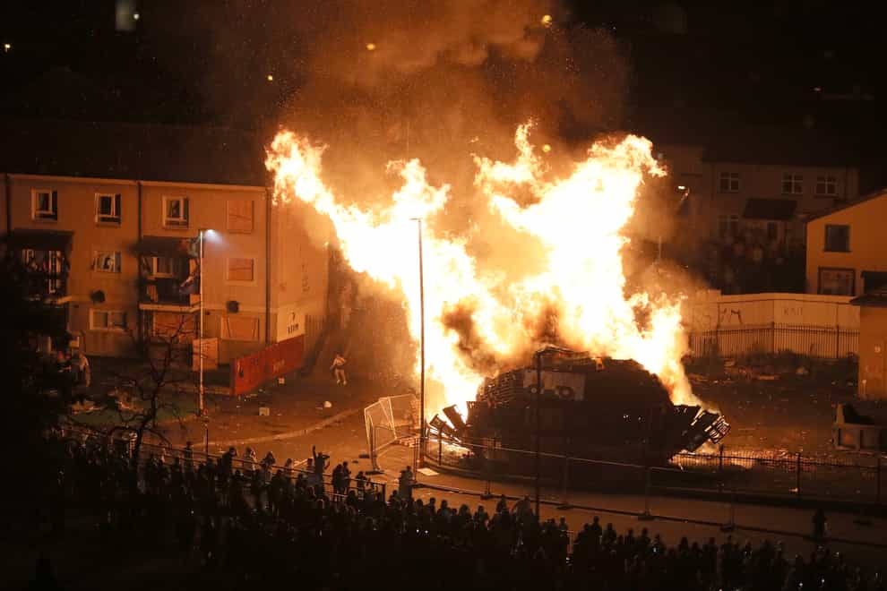 A giant bonfire in the Bogside area of Londonderry