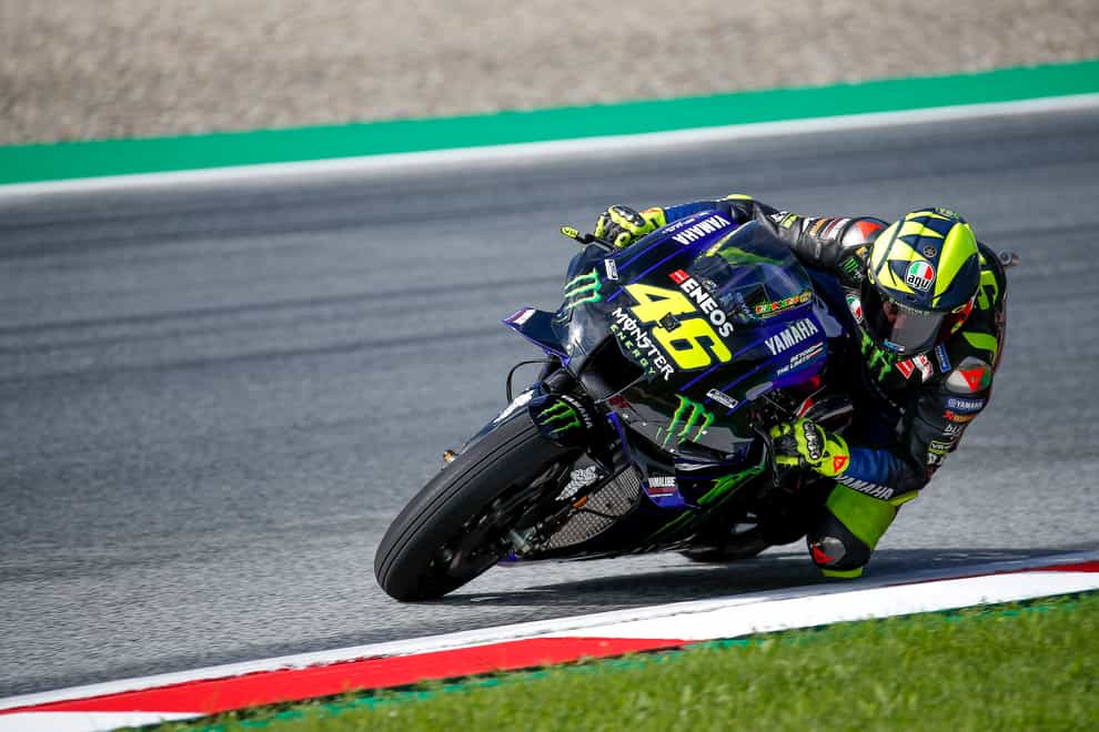 Rossi narrowly escaped being hit by an out of control bike after a crash