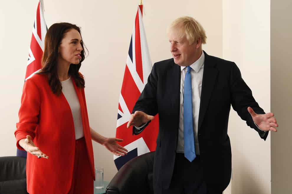 Prime Minister Boris Johnson meets the prime minister of New Zealand Jacinda Ardern at the United Nations Headquarters (Stefan Rousseau/PA)