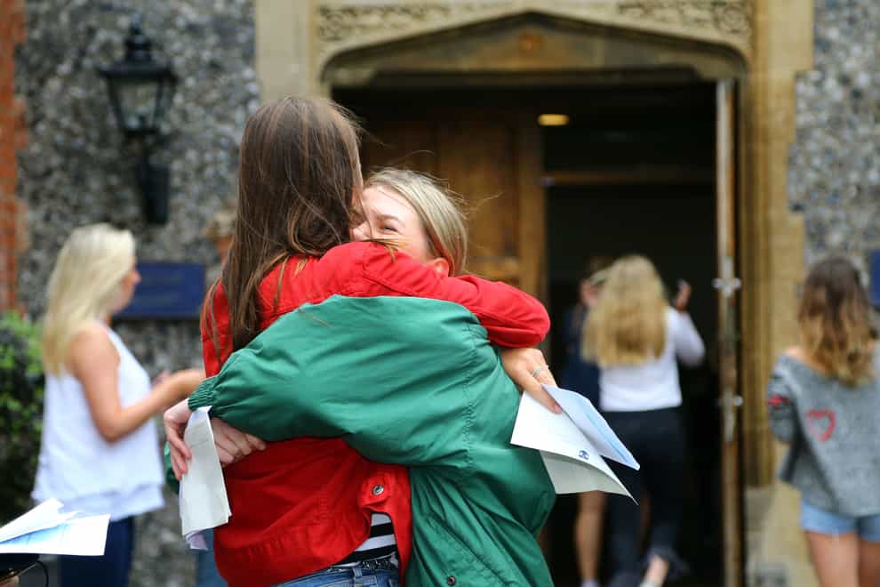 Students celebrate getting their exam results
