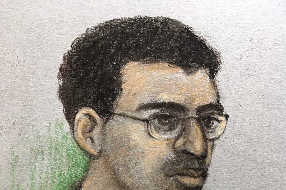 Court artist sketch of Hashem Abedi