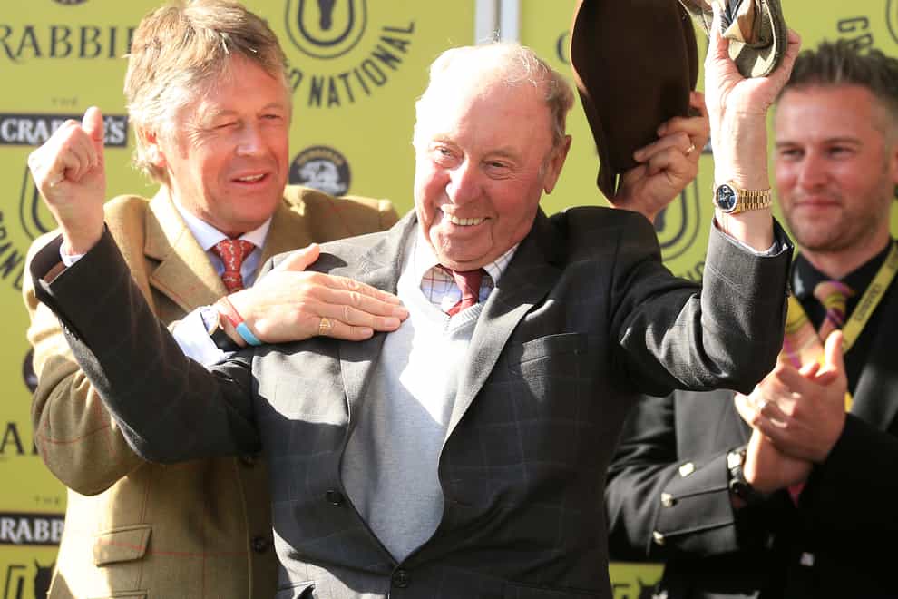 Trevor Hemmings celebrates the Grand National victory of Many Clouds