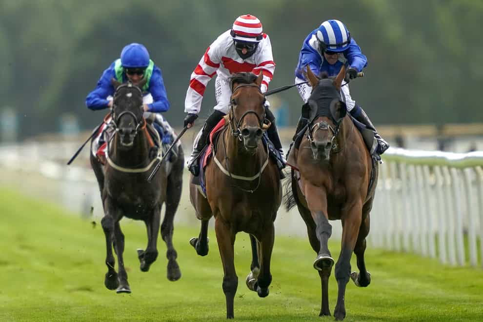 Jim Crowley on board Alfaatik (right) on their way to victory at York