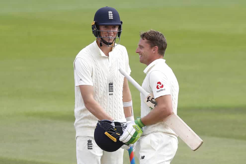 England’s Jos Buttler (right) and Zak Crawley shared a record-breaking partnership at the Ageas Bowl