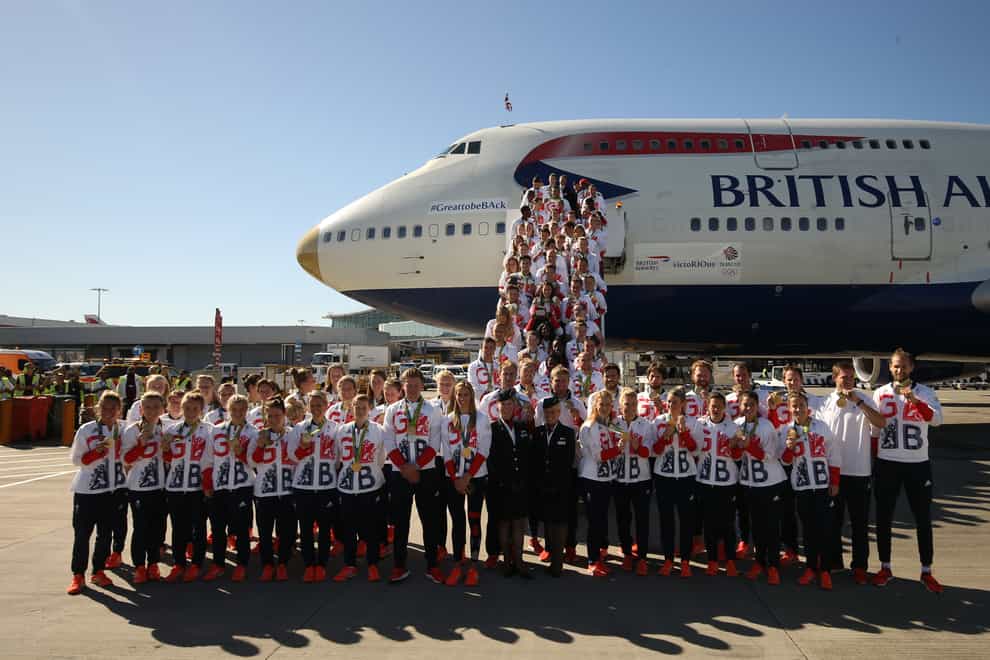 Team GB arriving at Heathrow airport after the 2016 Rio Olympics