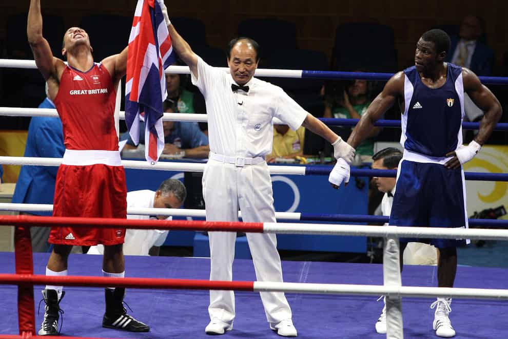 Great Britain’s James Degale (left) celebrates his victory over Cuba's Emilio Correa Bayeaux in the men’s middleweight boxing final during the 2008 Beijing Olympic Games
