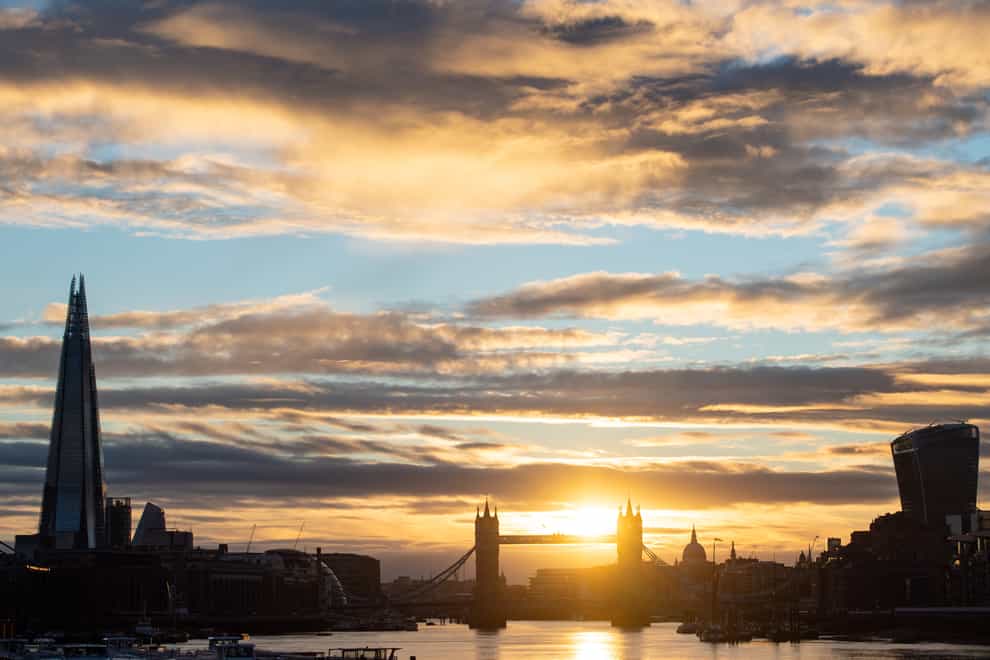 London skyline at sunrise