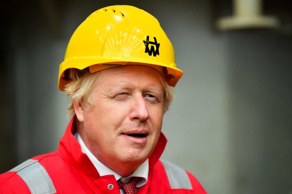 Boris Johnson during his visit to Appledore Shipyard 
