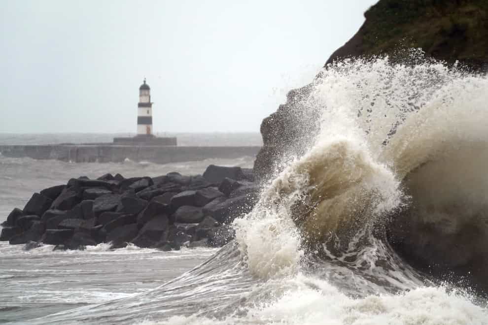 Giant waves at Seaham in County Durham