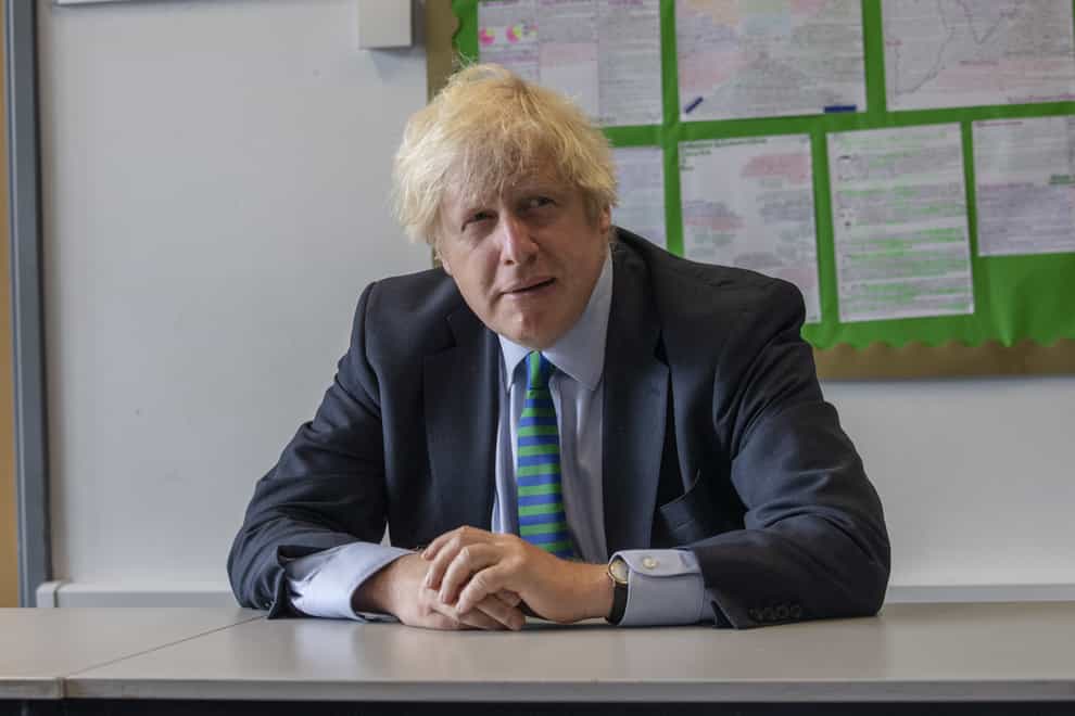 Prime Minister Boris Johnson at Castle Rock School, Coalville, in the east Midlands