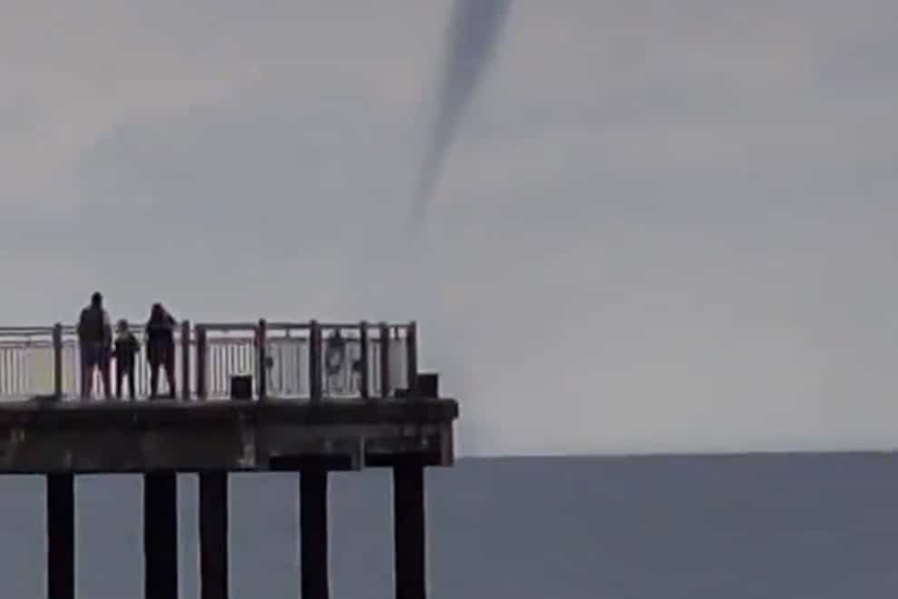 A waterspout is spotted off the coast of Southwold, Suffolk