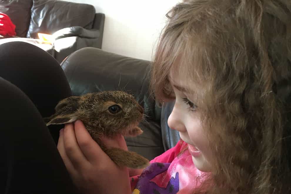 Eliza Terry and Clover the hare