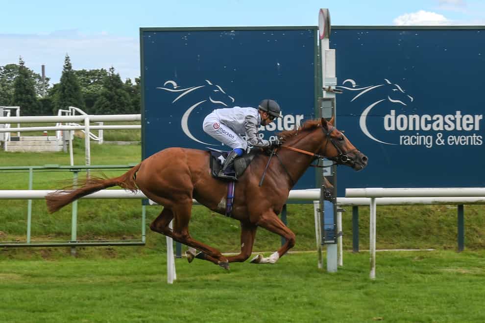Tyson Fury, ridden by Megan Nicholls, was an impressive debut winner at Doncaster in the Follow At The Races On Twitter Novice Stakes