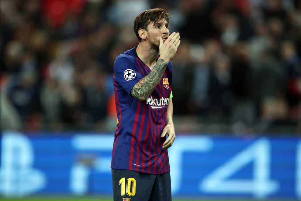 Barcelona’s Lionel Messi celebrates scoring yet another goal