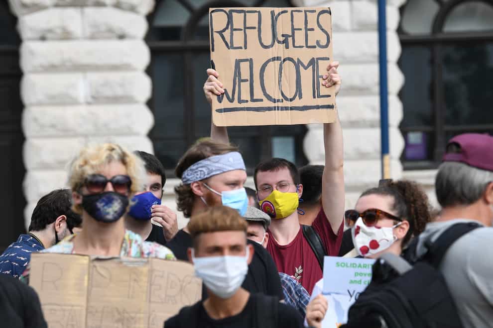 Pro-migrant supporters during a ‘solidarity stand’ in Dover’s Market Square