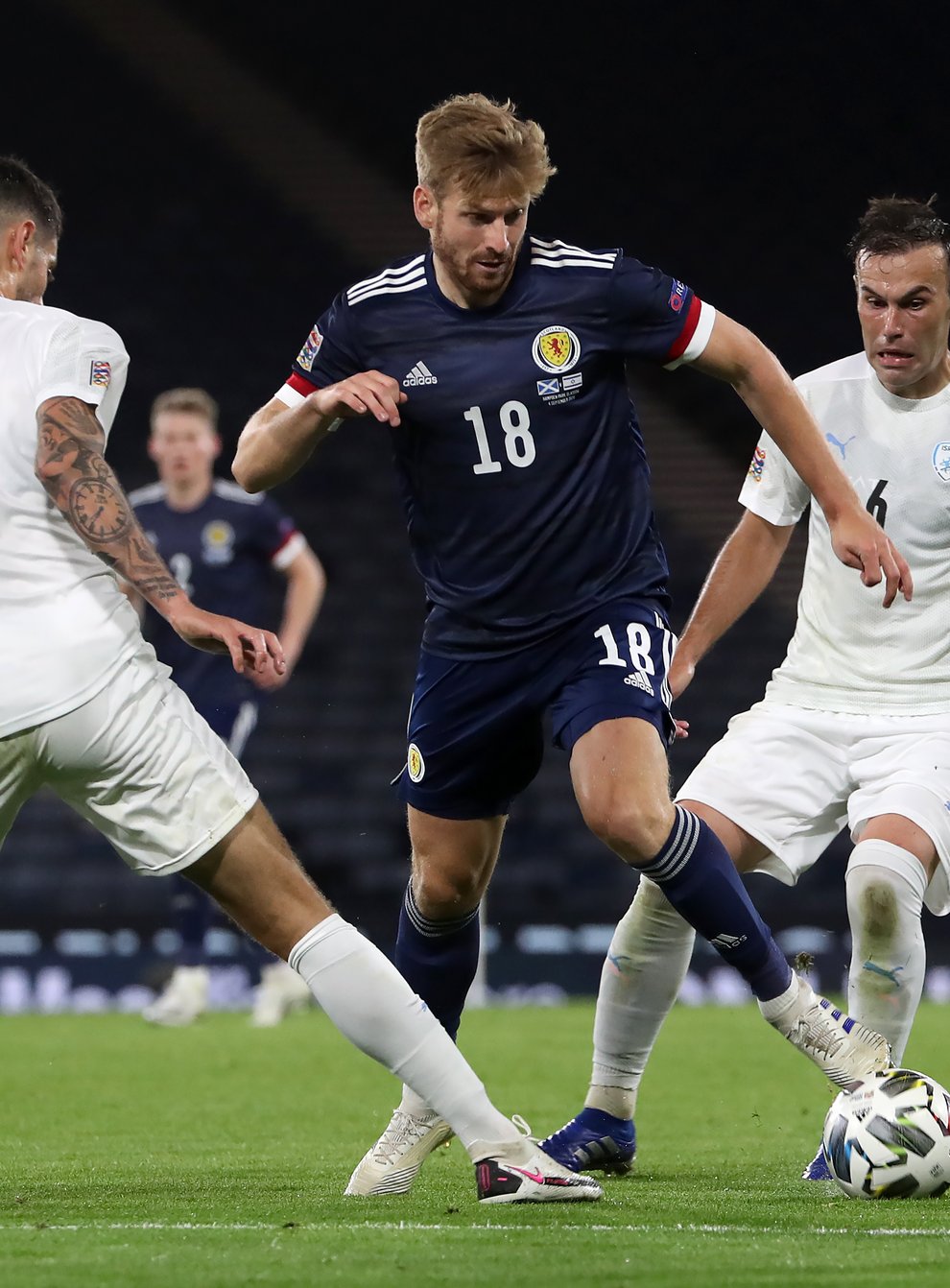 Scotland’s Stuart Armstrong (centre) in action against Israel