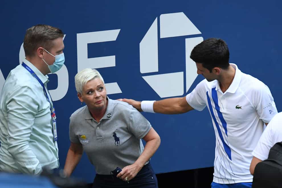 Djokovic immediately apologised to the line judge after hitting her with the ball