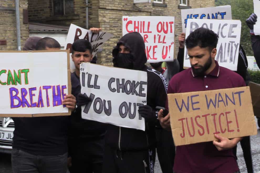 Protesters outside Halifax police station