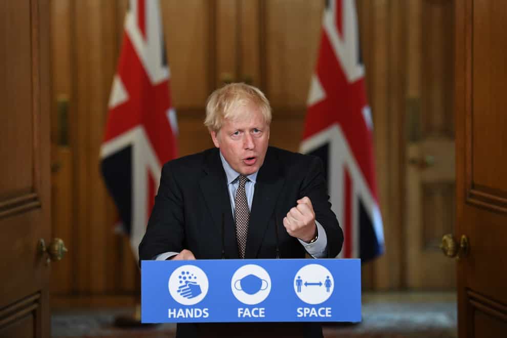 Prime Minister Boris Johnson during a press conference at Downing Street 