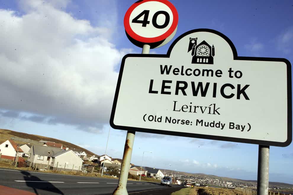 A welcome to Lerwick sign
