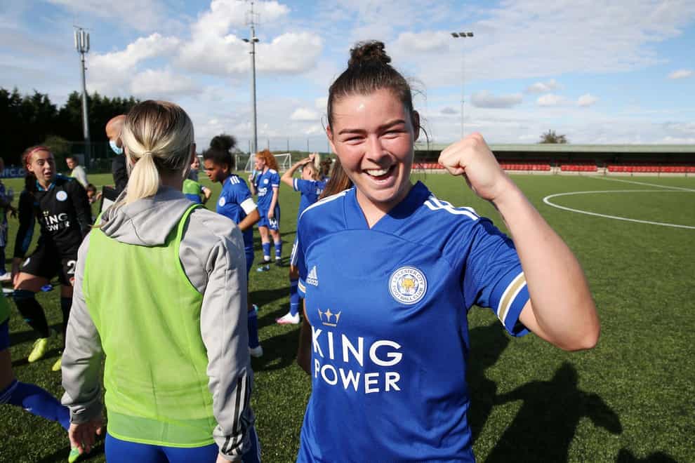 Flint scored two goals in her debut for Leicester