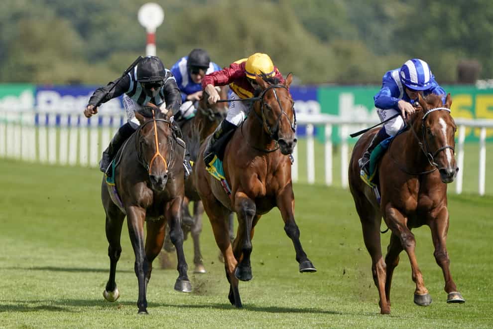 Chindit (left) wins the bet365 Champagne Stakes at Doncaster