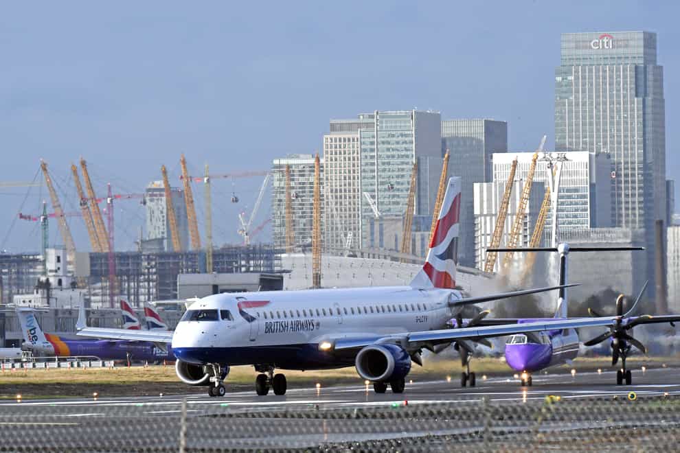 A BA plane at London City Airport