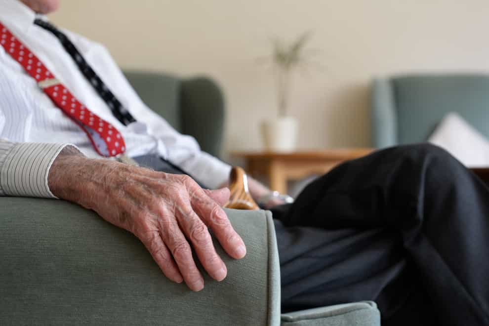 An elderly man at Rowheath House retirement home in Birmingham (Joe Giddens/PA)