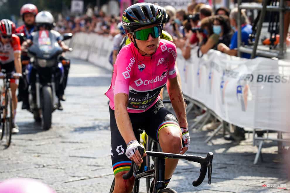 Van Vleuten looked battered and bruised when she crossed the line after Thursday's stage
