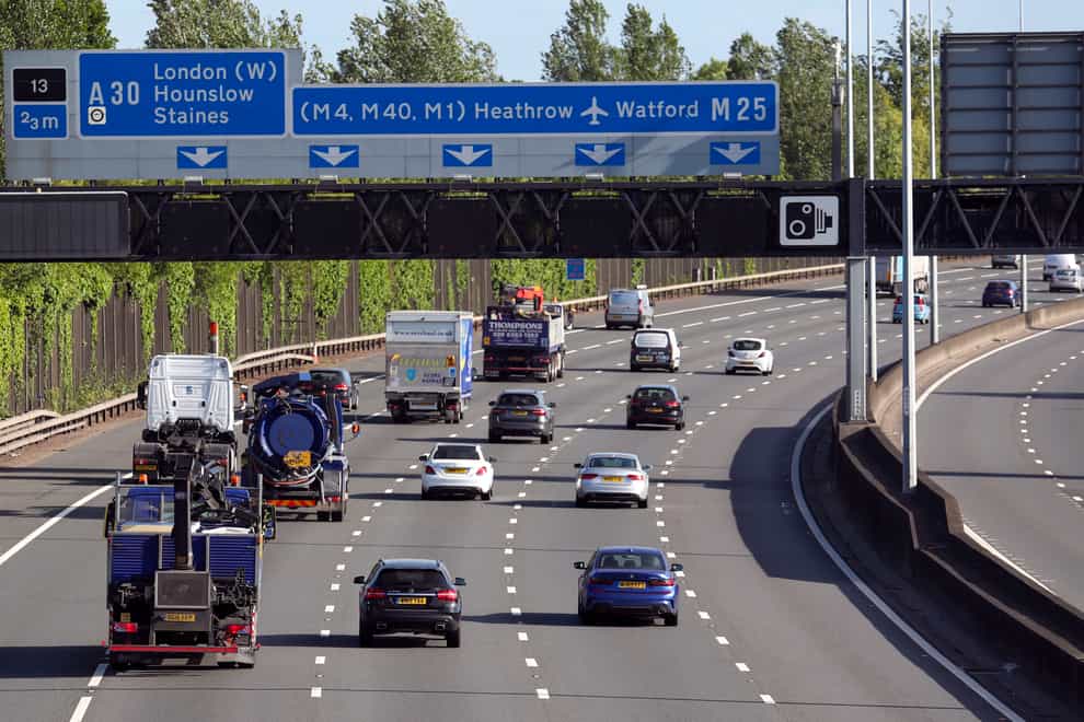 Police said the woman fell into a live lane of the M25 