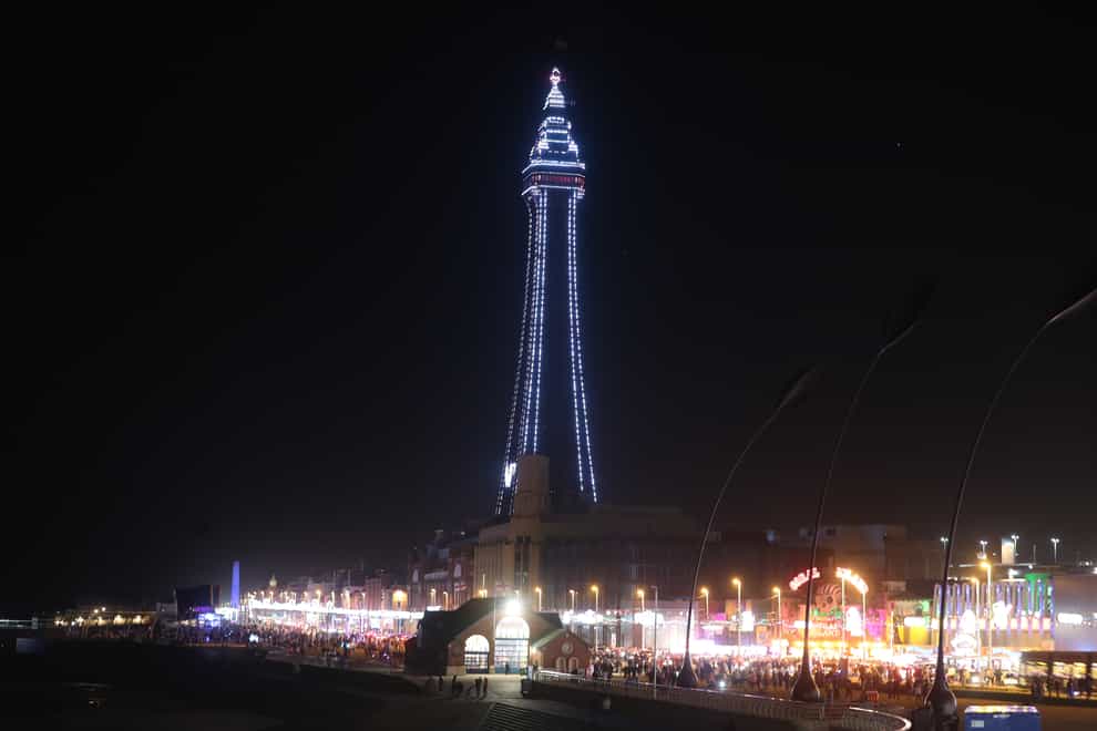 Blackpool Tower lit up during the annual Illuminations event