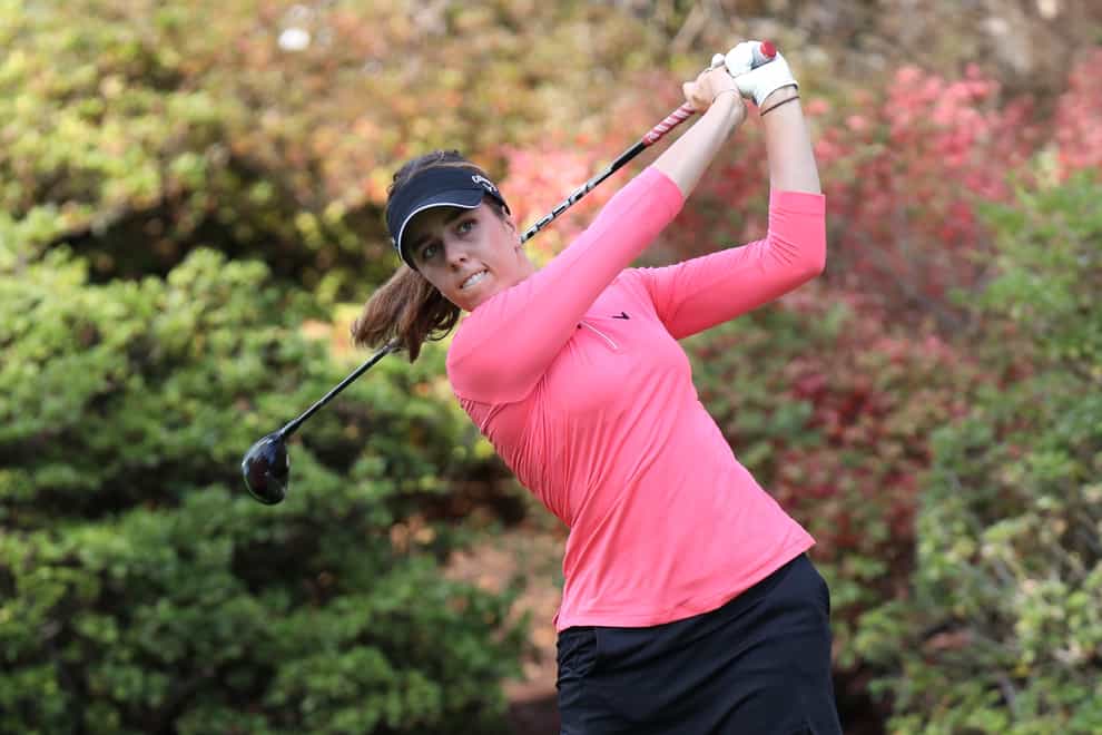 Georgia Hall, of England, hits her tee shot on the second play-off hole en route to winning the Cambia Portland Classic 