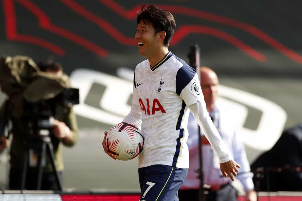 Son Heung-min with the match ball after his hat-trick at Southampton