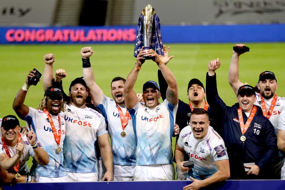 Sale Sharks celebrate their Gallagher Premiership Cup final win
