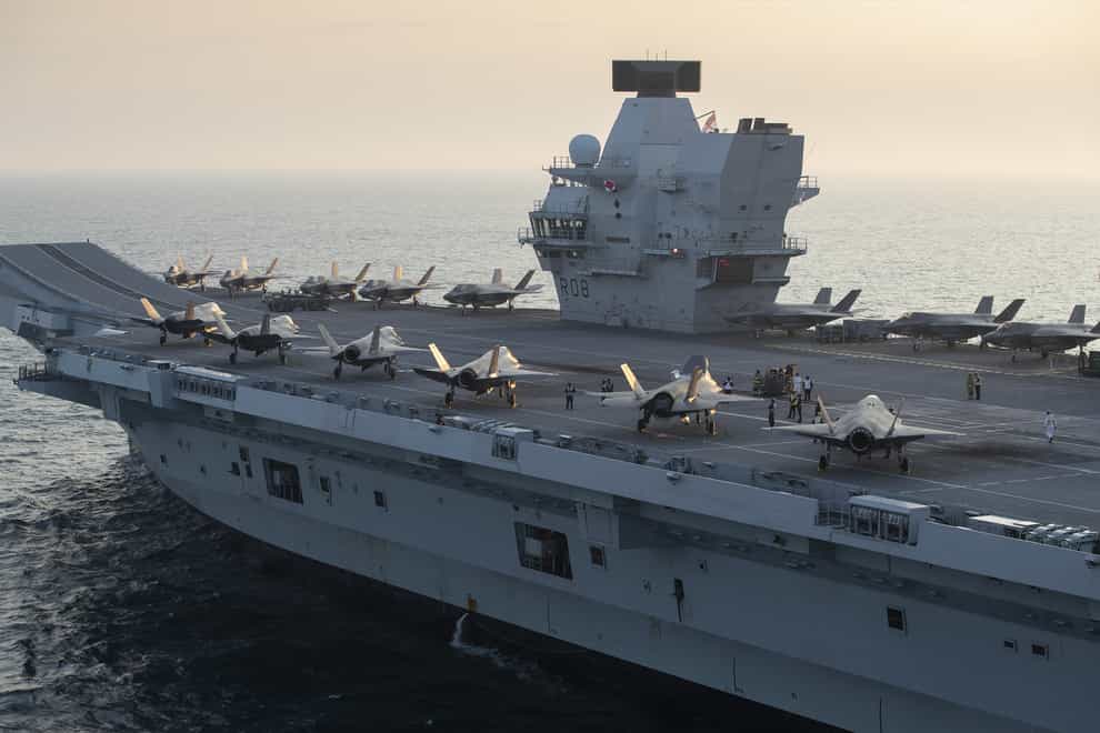 Two squadrons of F-35B stealth jets aboard the Royal Navy carrier HMS Queen Elizabeth