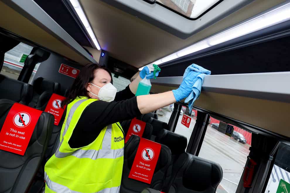 National Express coach being cleaned
