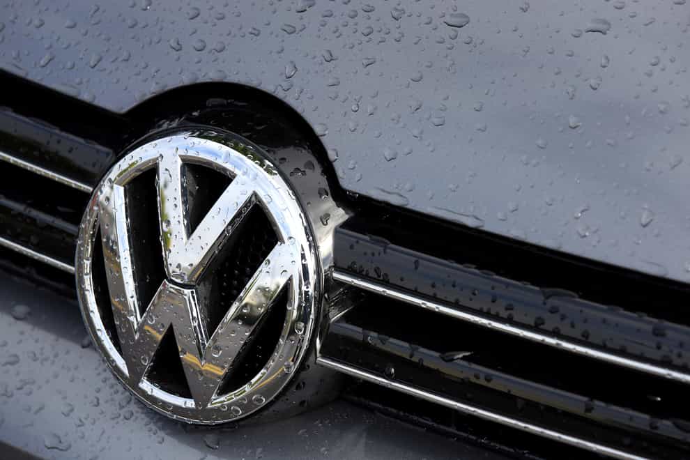 A Volkswagen badge on a car