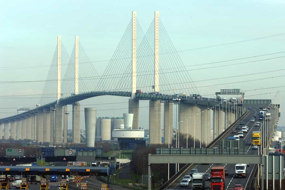 The Queen Elizabeth II bridge at the Dartford crossing of the River Thames (Sean Dempsey/PA)