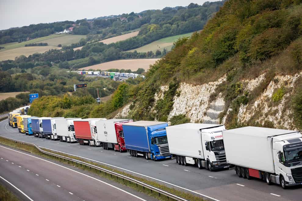Operation Stack has been activated in Kent in response to a build-up of lorries heading to France due to industrial action in Calais (Aaron Chown/PA)