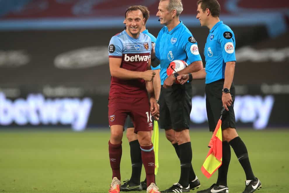 West Ham captain Mark Noble, left, is fit again following a toe injury