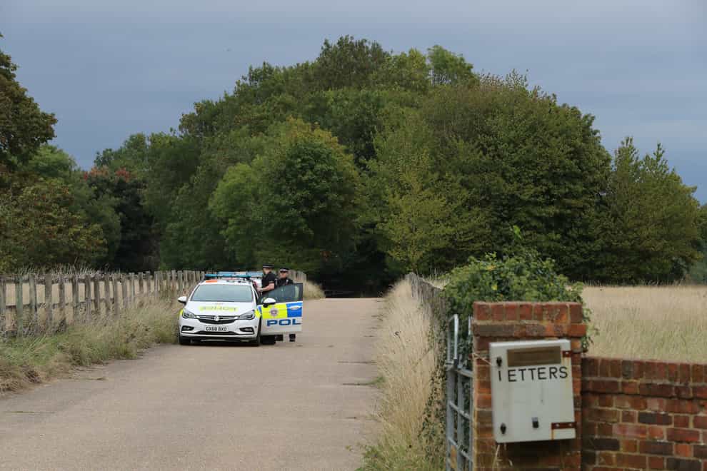 Police were searching a rural site in Surrey as part of their investigations into the murder of Sergeant Matt Ratana (Gareth Fuller/PA)