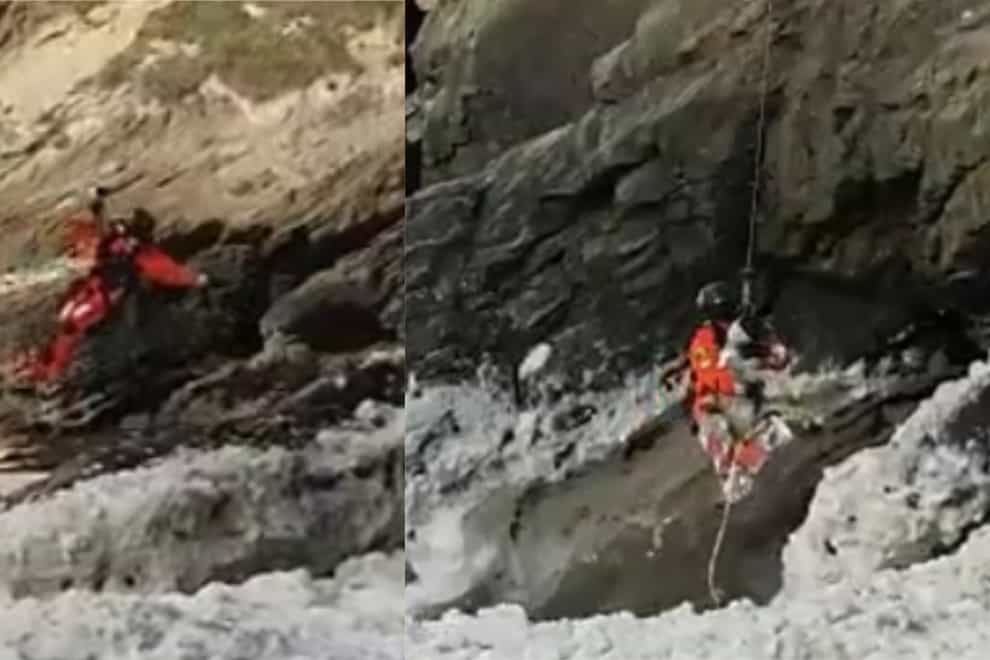 Dog rescued after getting stranded in sea in Cornwall